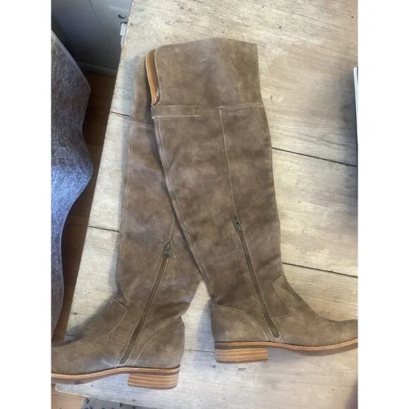 Kork-Ease Addison Over the Knee Suede Riding Boot Taupe 6 NEW!