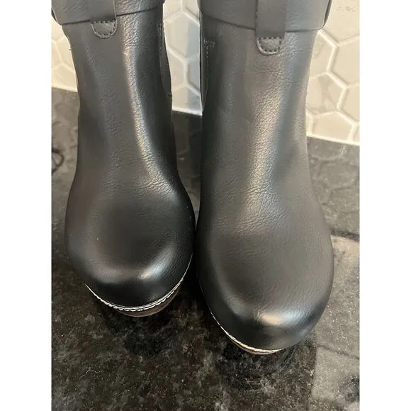 Kork-Ease Ankle Bootie Leather Black‎ Block Heel Women's 7.5 Trisha retail $230