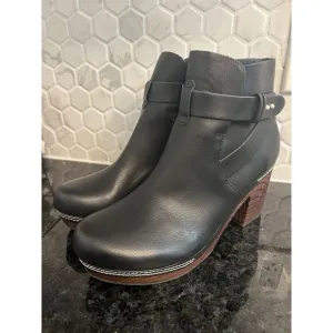 Kork-Ease Ankle Bootie Leather Black‎ Block Heel Women's 7.5 Trisha retail $230