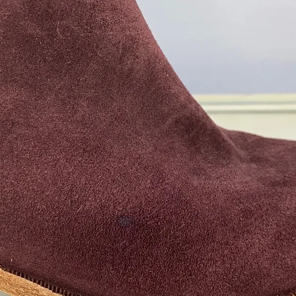Kork-Ease Burgundy Women’s Comfort Slip on leather Upper Mindo Suede Boots sz 10