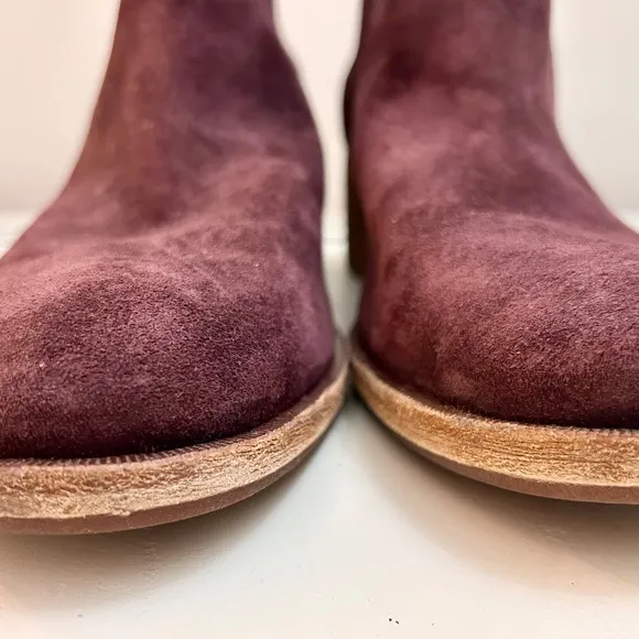 Kork-Ease Burgundy Women’s Comfort Slip on leather Upper Mindo Suede Boots sz 10