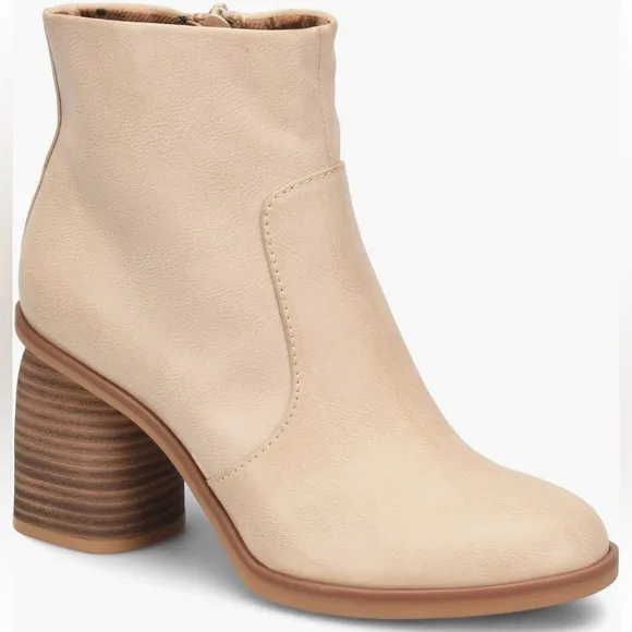 Kork-Ease Cream Heeled Boots with Suede Finish