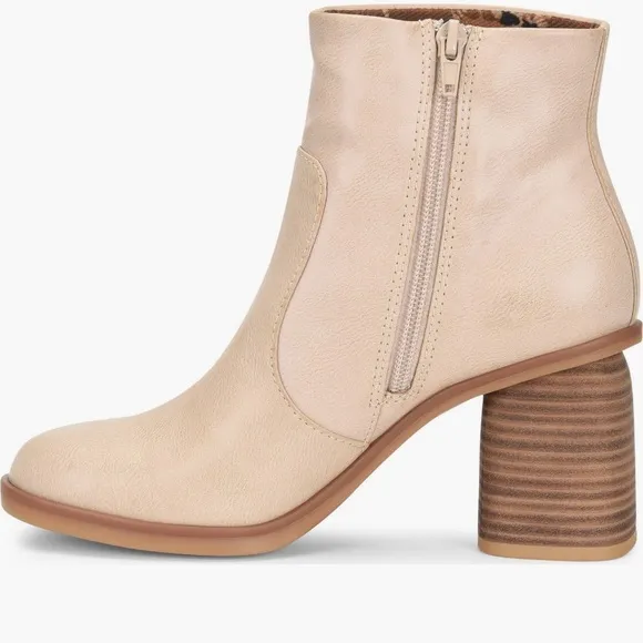 Kork-Ease Cream Heeled Boots with Suede Finish