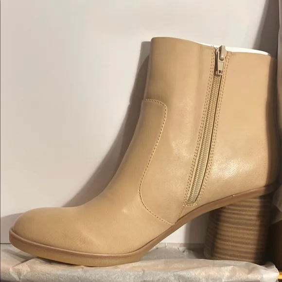 Kork-Ease Cream Heeled Boots with Suede Finish