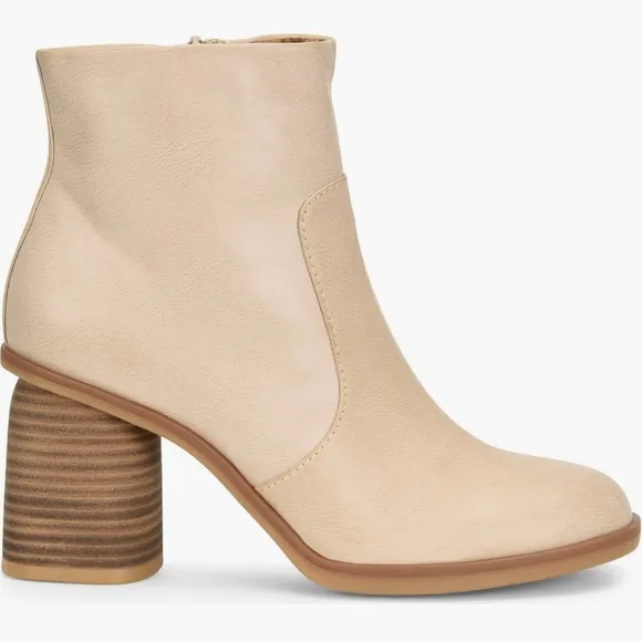 Kork-Ease Cream Heeled Boots with Suede Finish