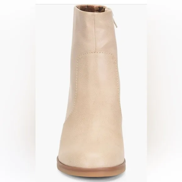 Kork-Ease Cream Heeled Boots with Suede Finish