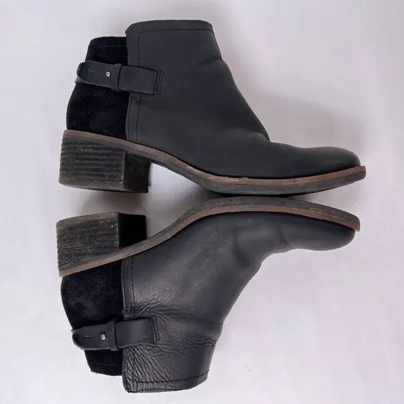 Kork-Ease Korks Sonya Black Leather and Suede Ankle Boots Booties Womens Size 7