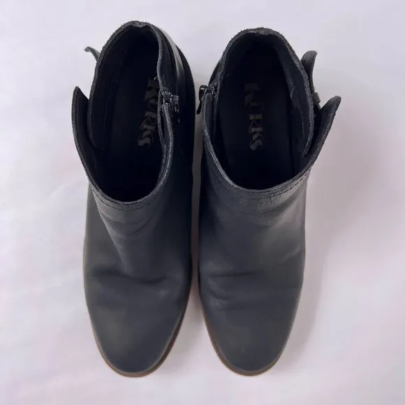 Kork-Ease Korks Sonya Black Leather and Suede Ankle Boots Booties Womens Size 7