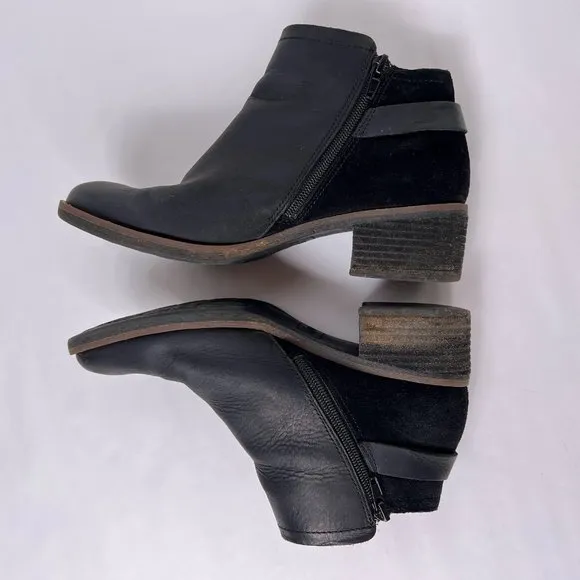 Kork-Ease Korks Sonya Black Leather and Suede Ankle Boots Booties Womens Size 7