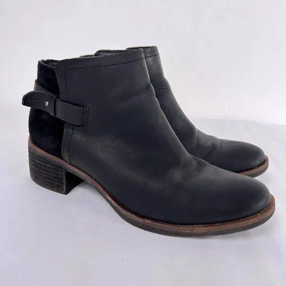 Kork-Ease Korks Sonya Black Leather and Suede Ankle Boots Booties Womens Size 7