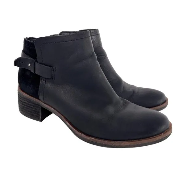 Kork-Ease Korks Sonya Black Leather and Suede Ankle Boots Booties Womens Size 7