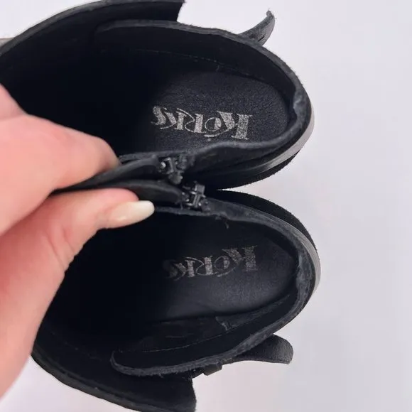 Kork-Ease Korks Sonya Black Leather and Suede Ankle Boots Booties Womens Size 7