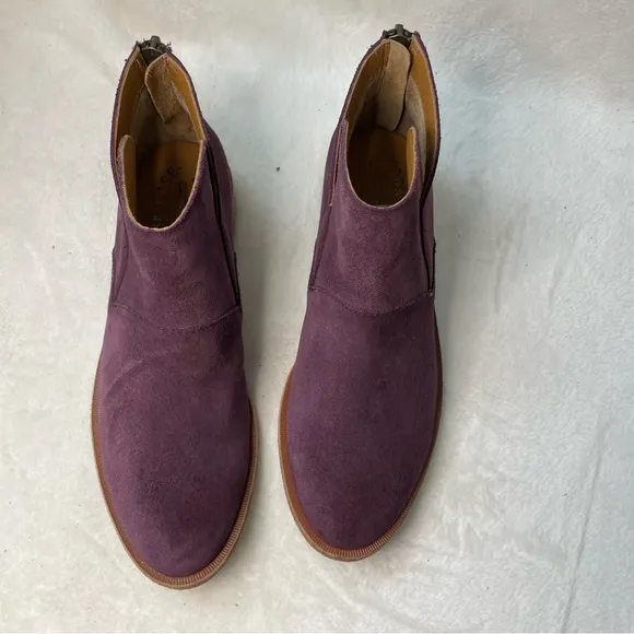 Kork-Ease‎ Ryder Short Ankle Boots Purple leather block heels NWOT B 215