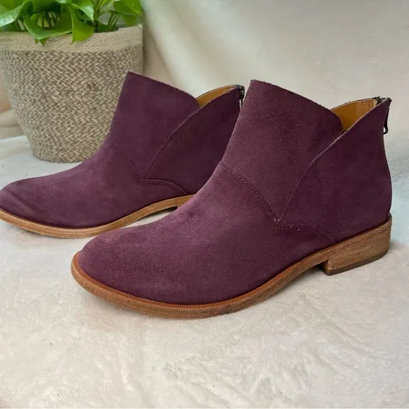 Kork-Ease‎ Ryder Short Ankle Boots Purple leather block heels NWOT B 215