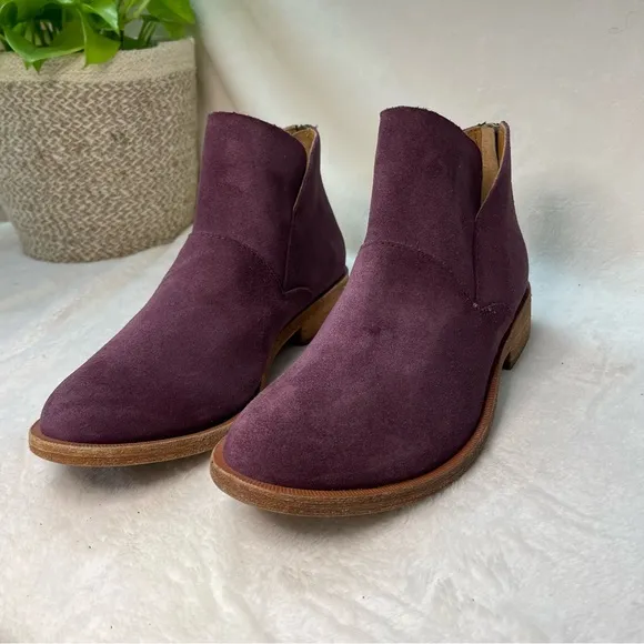 Kork-Ease‎ Ryder Short Ankle Boots Purple leather block heels NWOT B 215