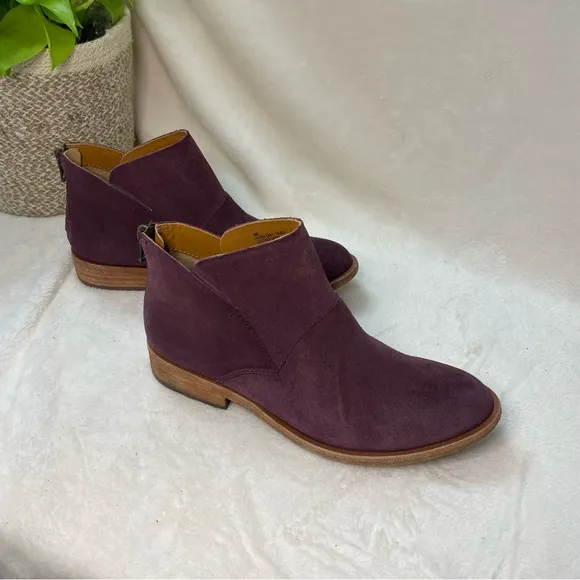 Kork-Ease‎ Ryder Short Ankle Boots Purple leather block heels NWOT B 215