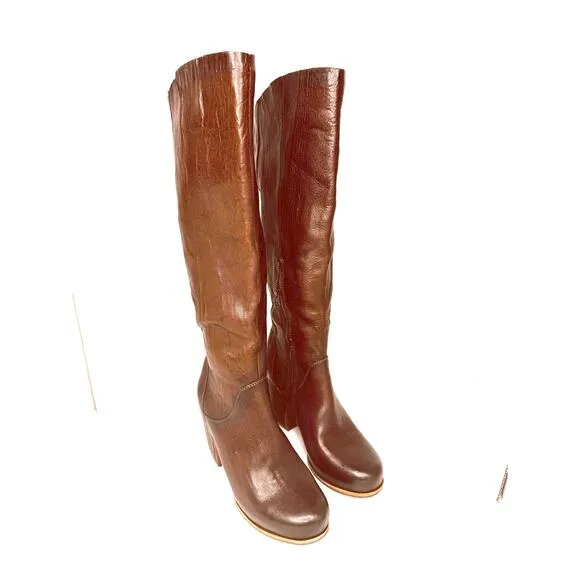 KORK-EASE Women's Chic western  Solay Brown Leather High Boot size 7