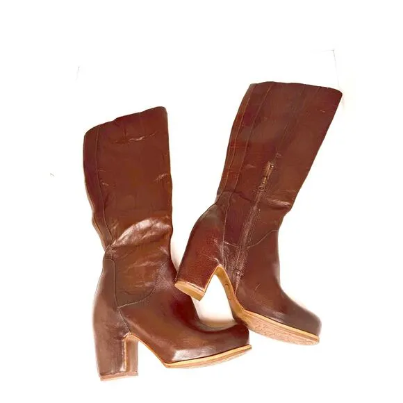 KORK-EASE Women's Chic western  Solay Brown Leather High Boot size 7