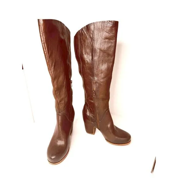 KORK-EASE Women's Chic western  Solay Brown Leather High Boot size 7