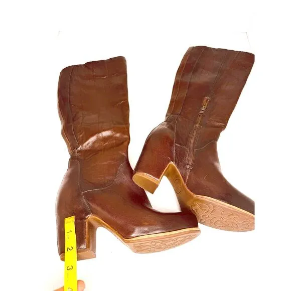 KORK-EASE Women's Chic western  Solay Brown Leather High Boot size 7