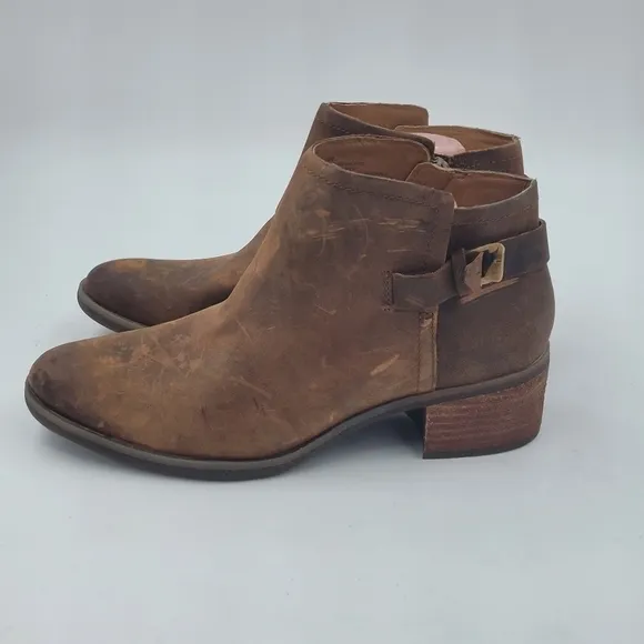 Korks by Kork-Ease Sonya Brown Leather Ankle Boots Size 10