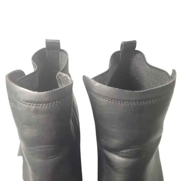Korks Womens Bootie Black Elsie Vegan Leather Pull On Lug Sole Ankle Boot 9.5 M