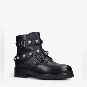 Kurt Geiger Combat Boots London Stinger in Black Leather Embellishments