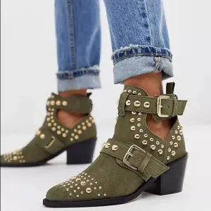 Kurt Geiger London Gray Suede Studded Boots US6.5 ($260)