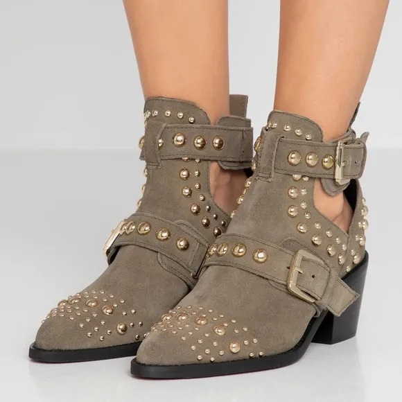 Kurt Geiger London Gray Suede Studded Boots US6.5 ($260)