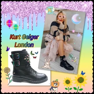 Kurt Geiger London “Stoop” Embellished Biker/Combat Boots