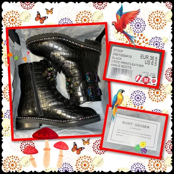 Kurt Geiger London “Stoop” Embellished Biker/Combat Boots