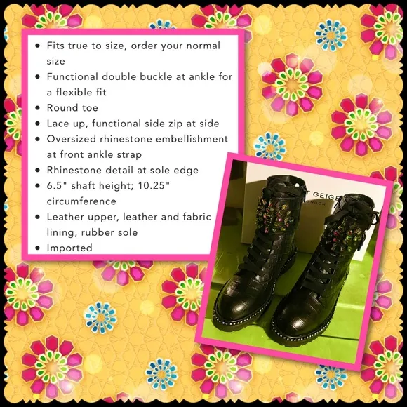 Kurt Geiger London “Stoop” Embellished Biker/Combat Boots