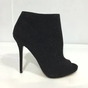 Kurt Keiger Black Giddy Embellished Open Toe 120mm Stiletto Heel Boots