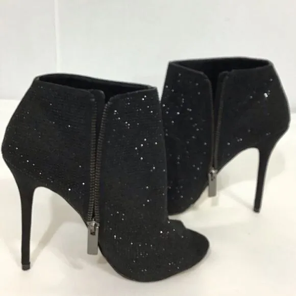 Kurt Keiger Black Giddy Embellished Open Toe 120mm Stiletto Heel Boots