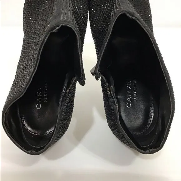 Kurt Keiger Black Giddy Embellished Open Toe 120mm Stiletto Heel Boots
