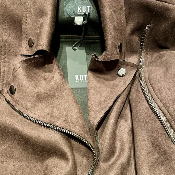 Kut From The Cloth Faux Suede Asymmetrical Zip Moto Jacket - Chocolate Brown