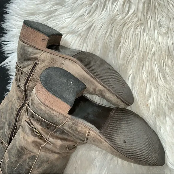 l e a t h e r :: Distressed Tall Leather Riding Boots