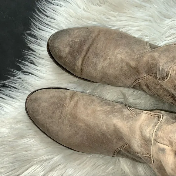 l e a t h e r :: Distressed Tall Leather Riding Boots