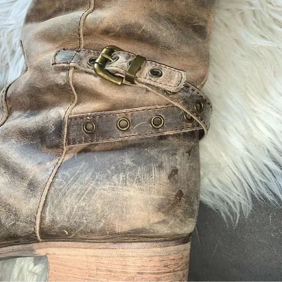 l e a t h e r :: Distressed Tall Leather Riding Boots