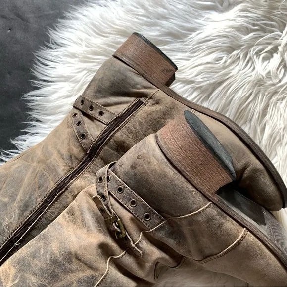 l e a t h e r :: Distressed Tall Leather Riding Boots