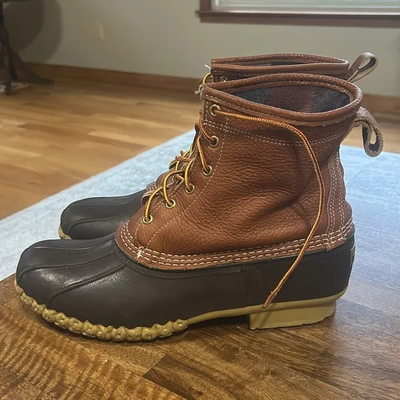 L L Bean Men's Bean Boots 8&quot;, Flannel-Lined Insulated size 12