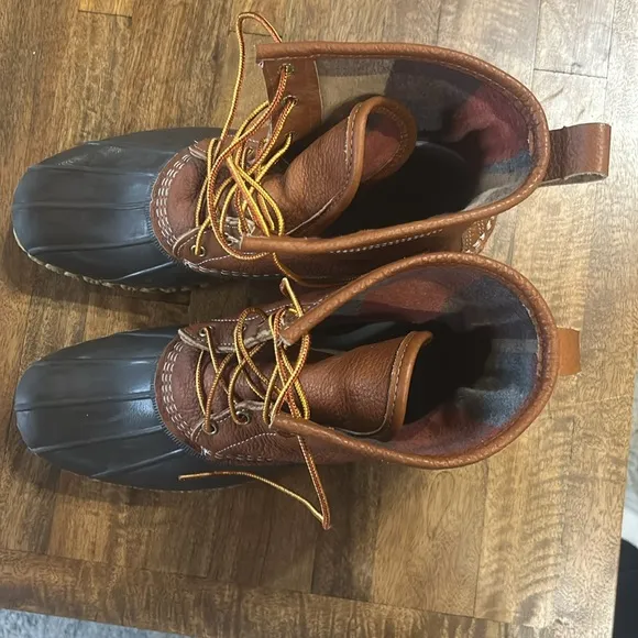L L Bean Men's Bean Boots 8&quot;, Flannel-Lined Insulated size 12