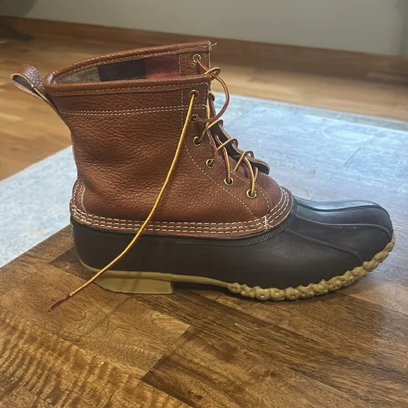 L L Bean Men's Bean Boots 8&quot;, Flannel-Lined Insulated size 12