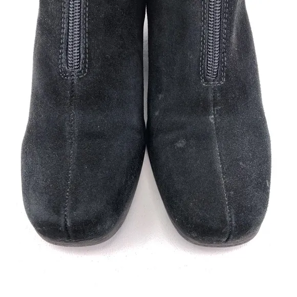 La Canadienne Black Suede Wedge Heel Ankle Boots