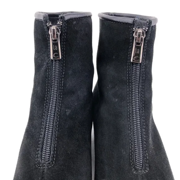 La Canadienne Black Suede Wedge Heel Ankle Boots
