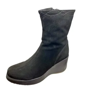 La Canadienne ‎ Orly Black Suede Platform Wedge Waterproof Boots