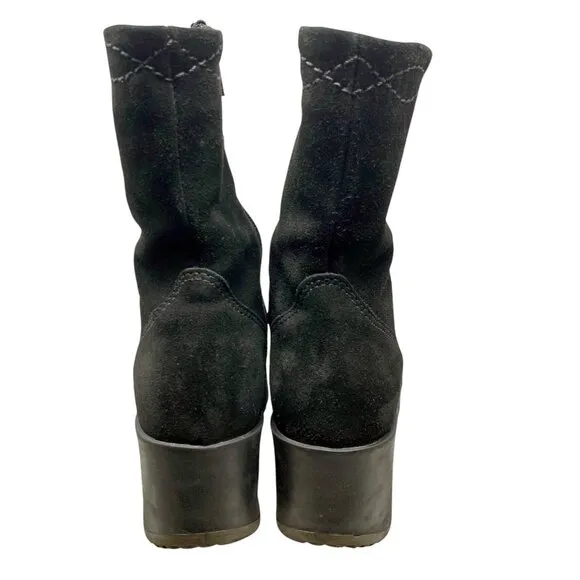 La Canadienne ‎ Orly Black Suede Platform Wedge Waterproof Boots