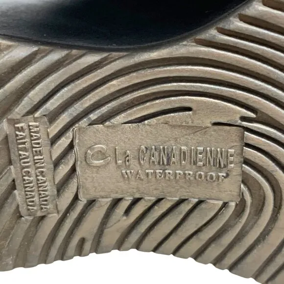 La Canadienne  Orly Black Suede Platform‎ Wedge Waterproof Boots