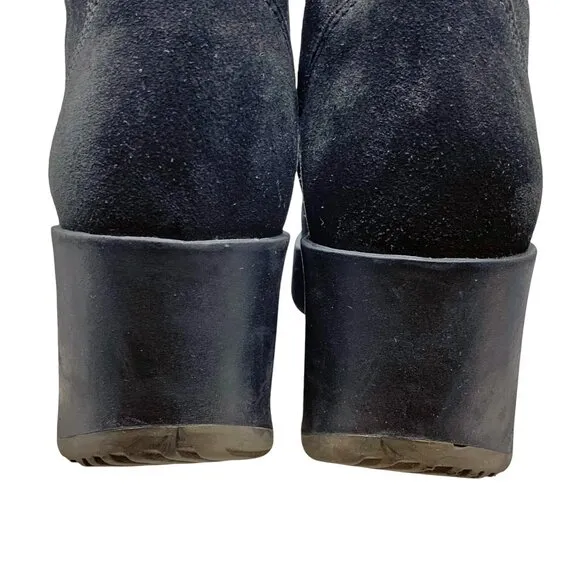 La Canadienne ‎ Orly Black Suede Platform Wedge Waterproof Boots