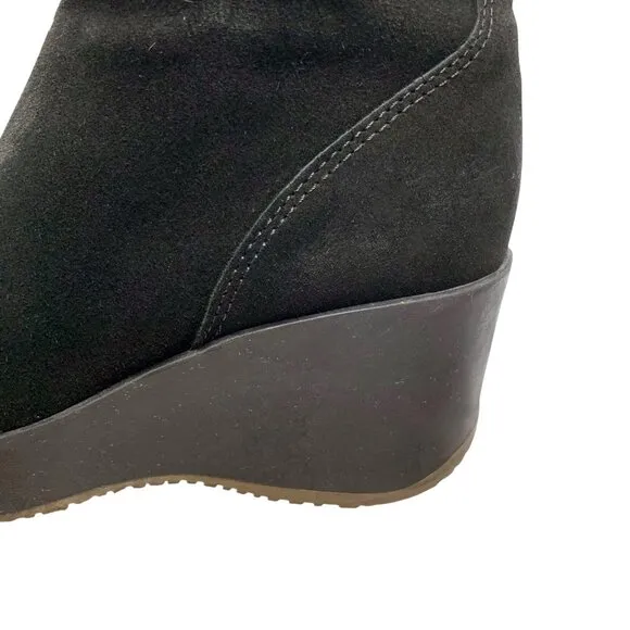 La Canadienne ‎ Orly Black Suede Platform Wedge Waterproof Boots